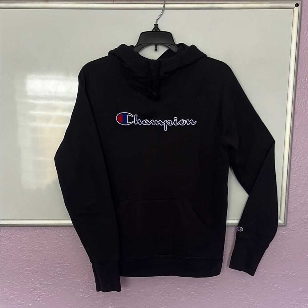 Champion Black Sweater with Iconic Logo